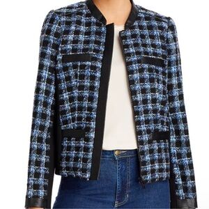 Women's Blue and Black Tweed Jacket
